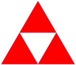 Del trekanten i 4 like store likesidede trekanter, fjern den midterste - generasjon 1.